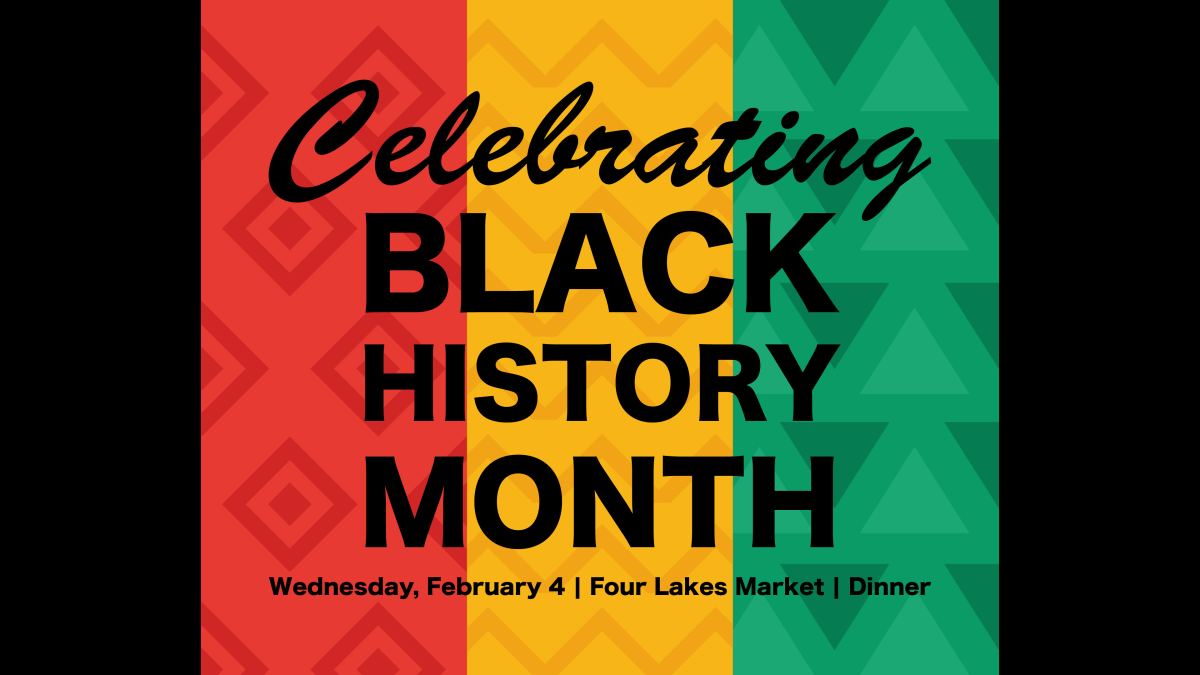 Celebrating Black History Month dinner graphic.