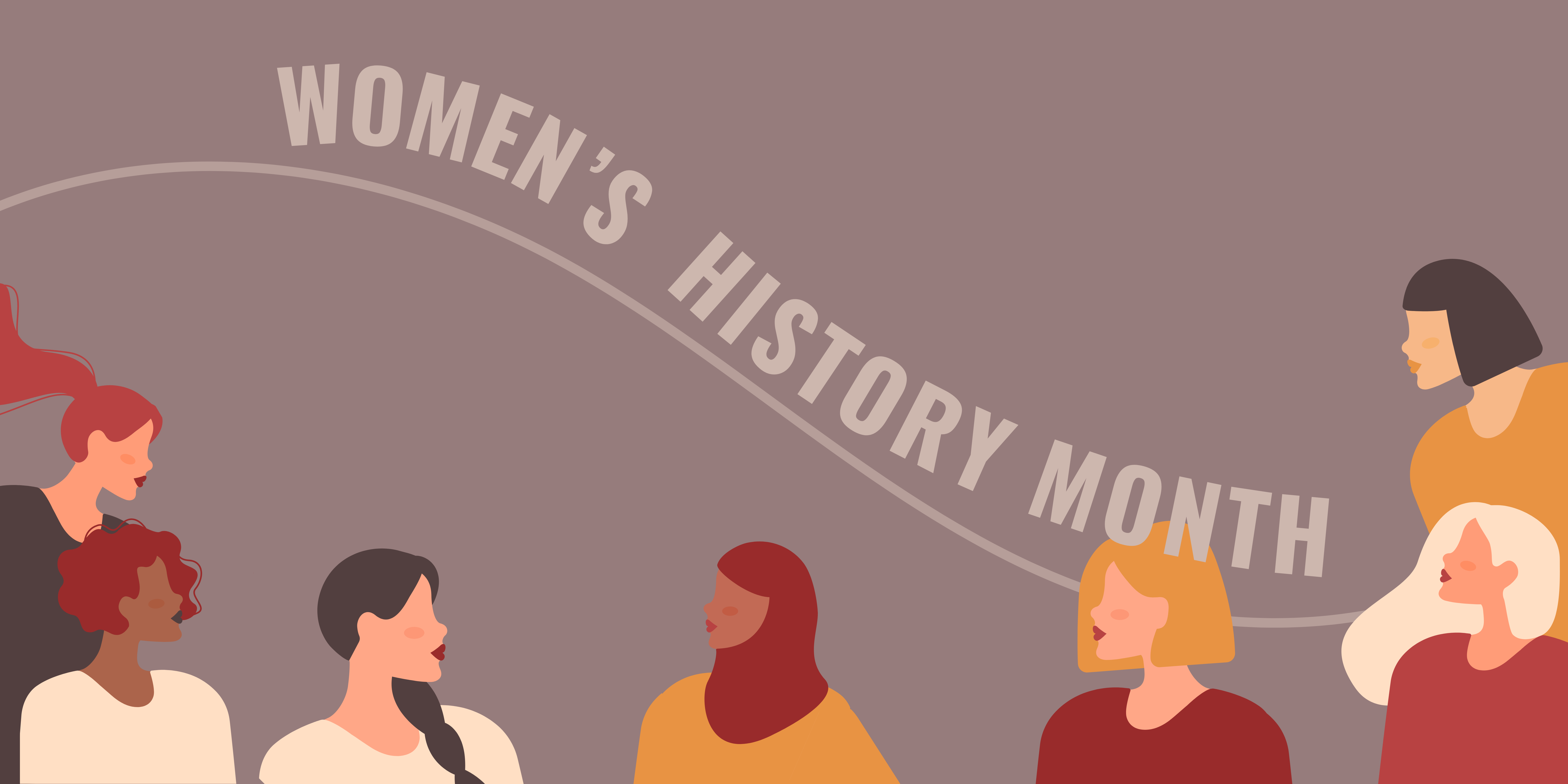 Banner with a purple background that says "Women's History Month"