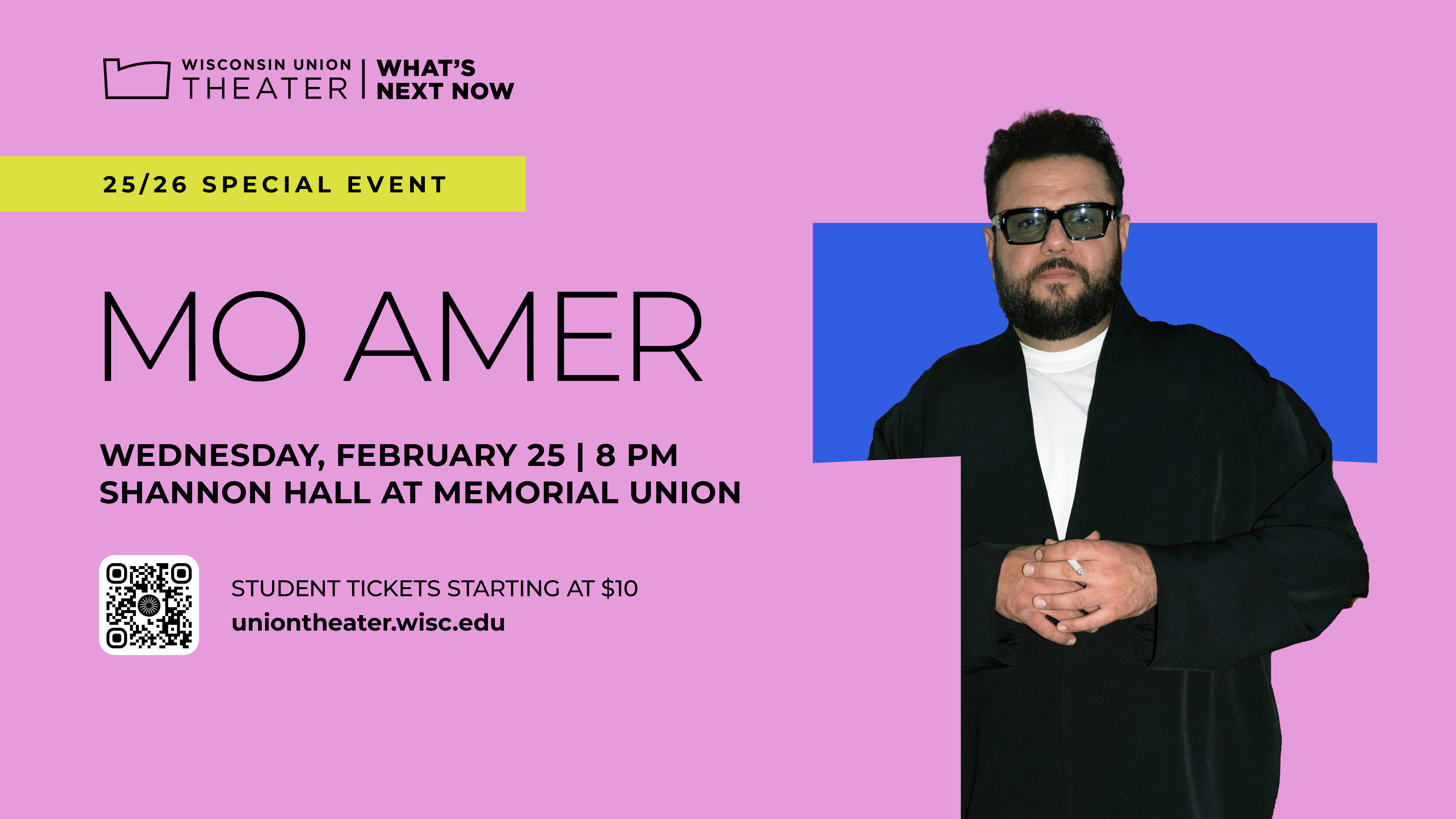 Mo Amer Wisconsin Union Theater promotional graphic