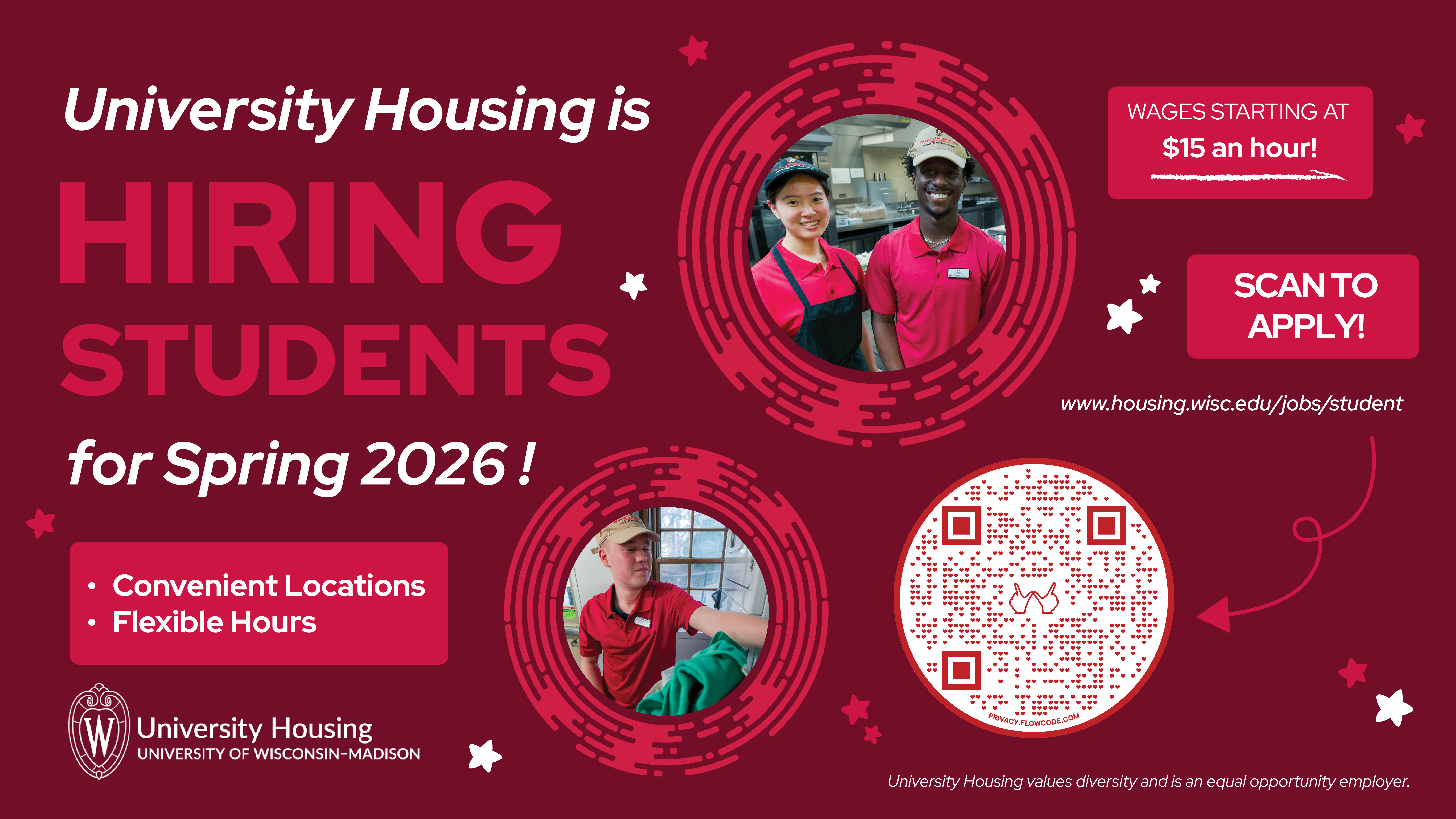 University Housing recruitment banner for Spring 2026.