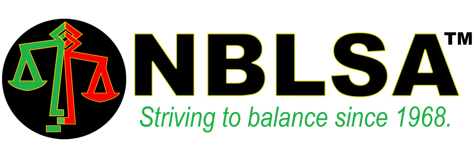 NBLSA logo with green text that reads "Striving to balance since 1968."