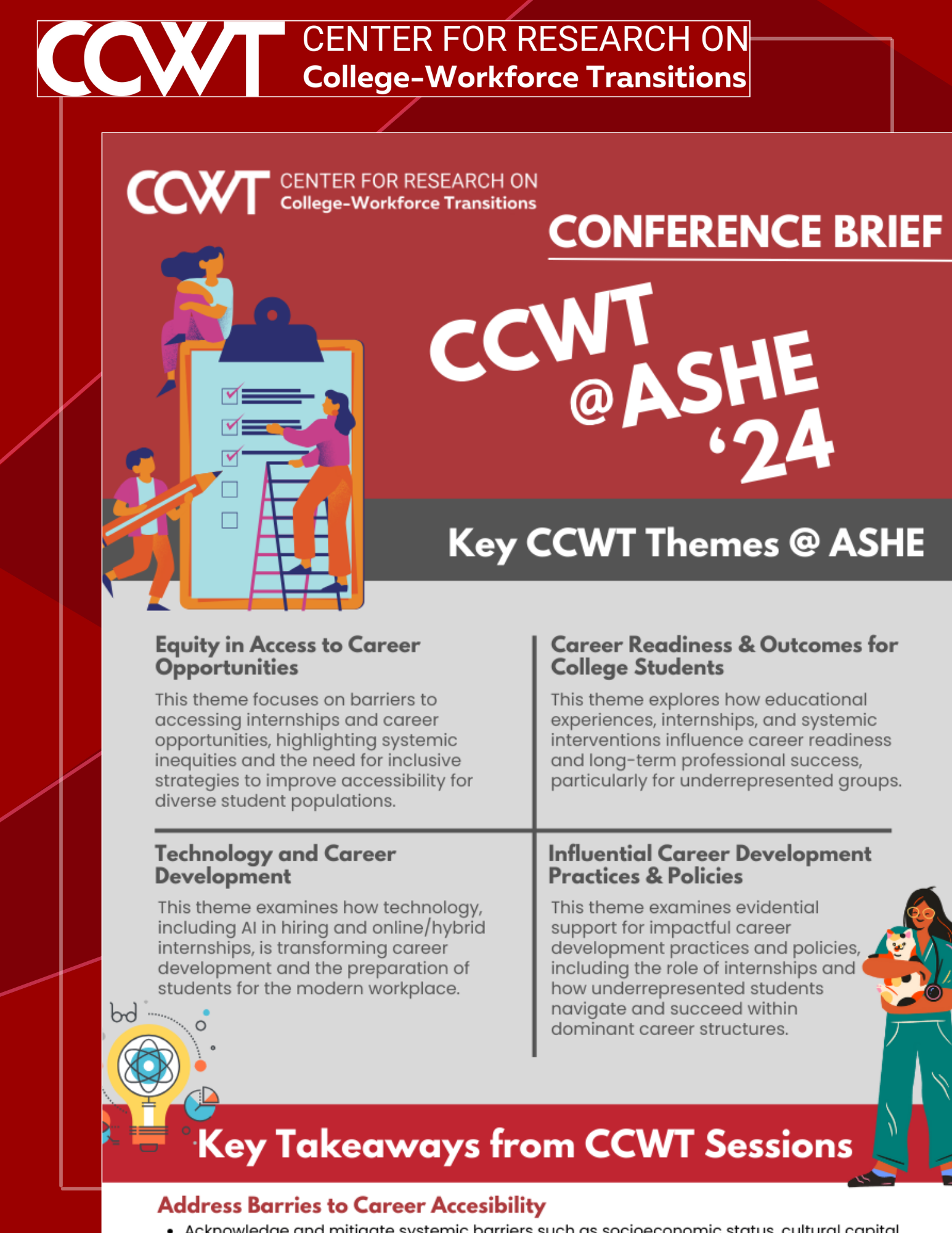 Decorative image of learning brief for CCWT's sessions at 2024 ASHE Conference.