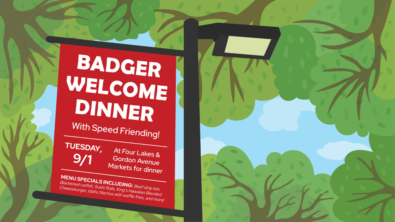 Badger Welcome Dinner with Speed Friending event graphic