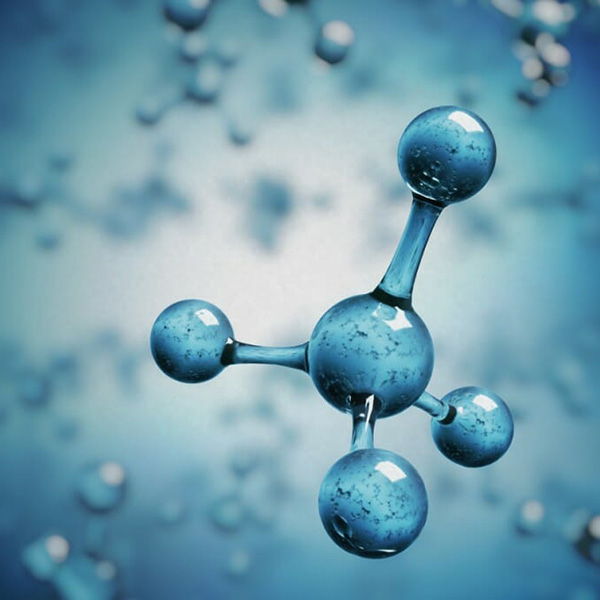 3D rendered concept illustration of Methane or Ammonium molecules