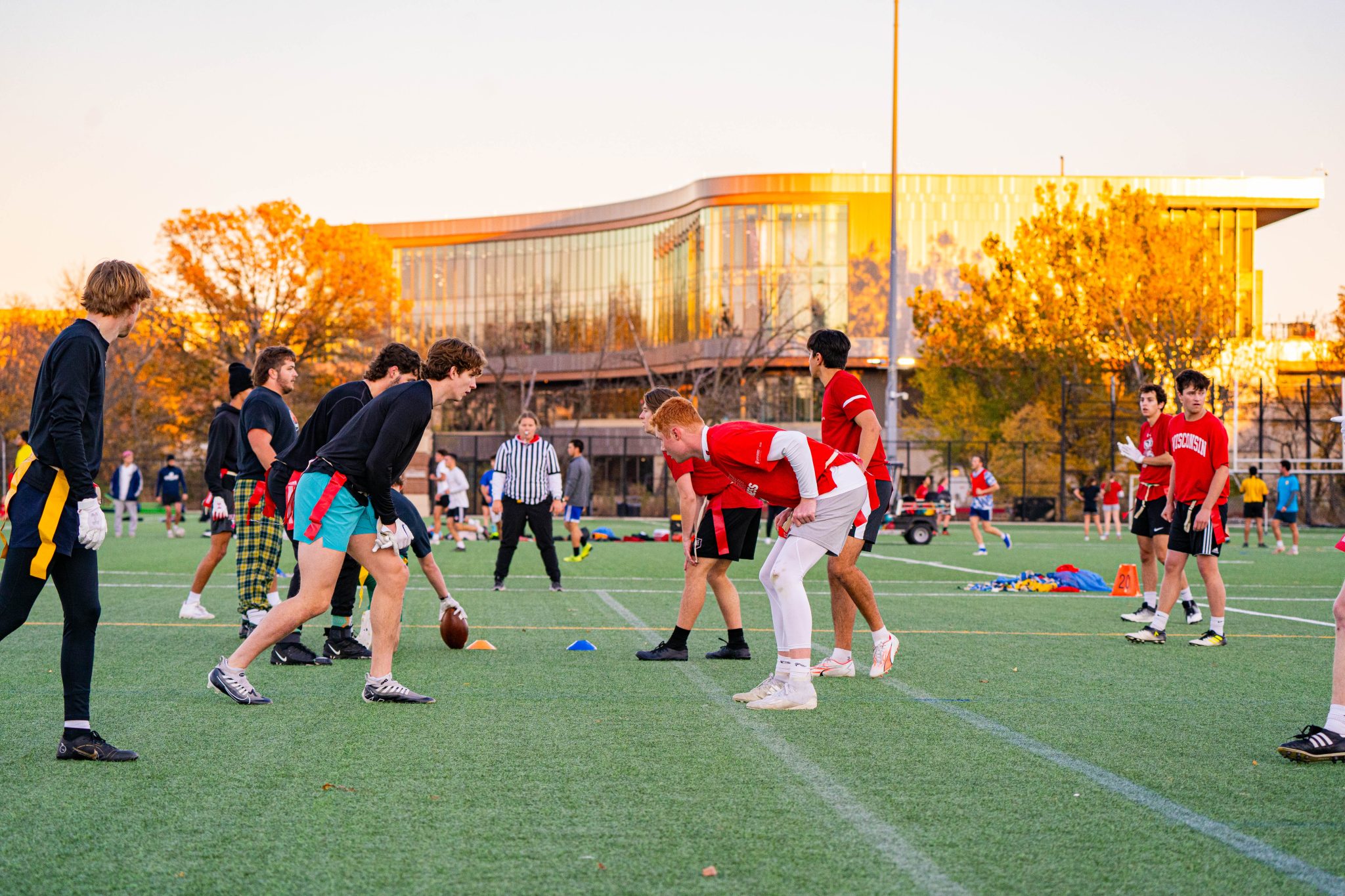 Students playing Flag Football intramural sports