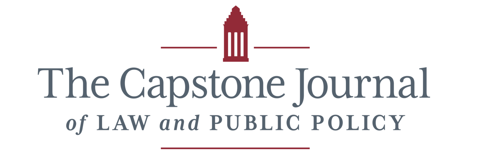 A red and grey logo that says "The Capstone Journal of Law and Public Policy"