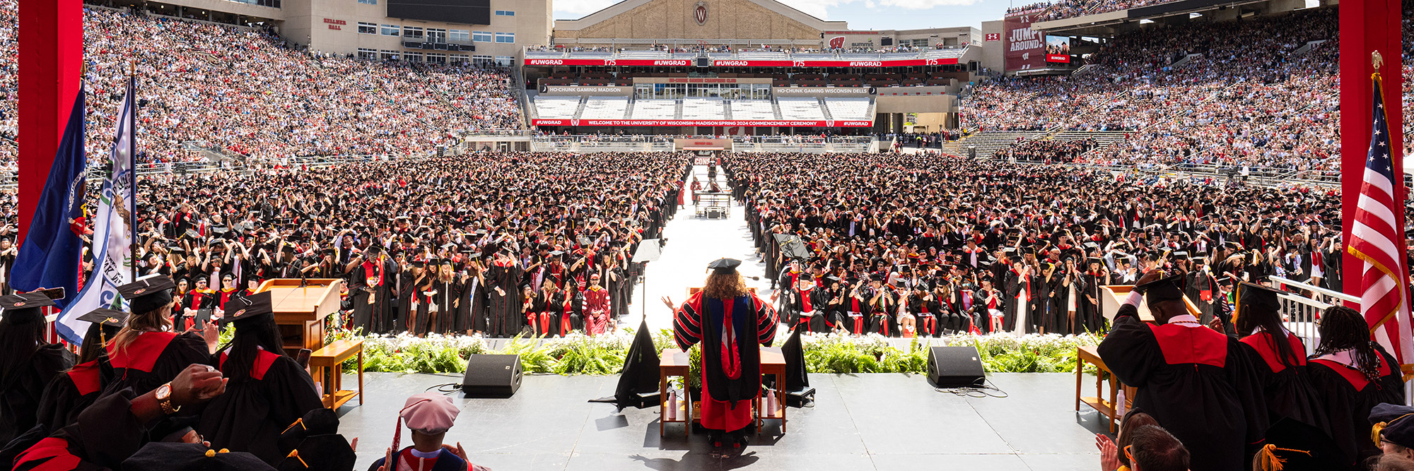 Chancellor Mnookin speaks at the 2024 UW–Madison Commencement Ceremony at Camp Randall