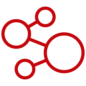 Red connecting circles icon